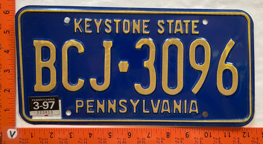 1997 Pennsylvania #BCJ 3090 Passenger License Plate
