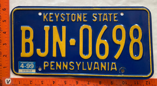 1999 Pennsylvania #BJN 0698 Passenger License Plate