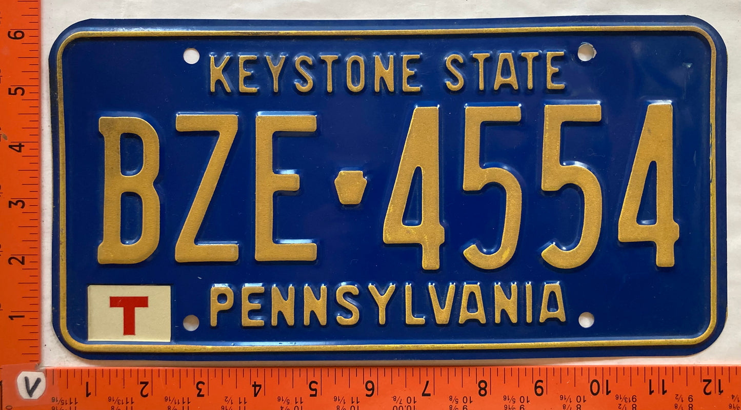 1988 Pennsylvania #BZE 4554 Passenger License Plate