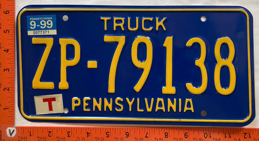 1999 Pennsylvania #ZP 79138 Truck License Plate