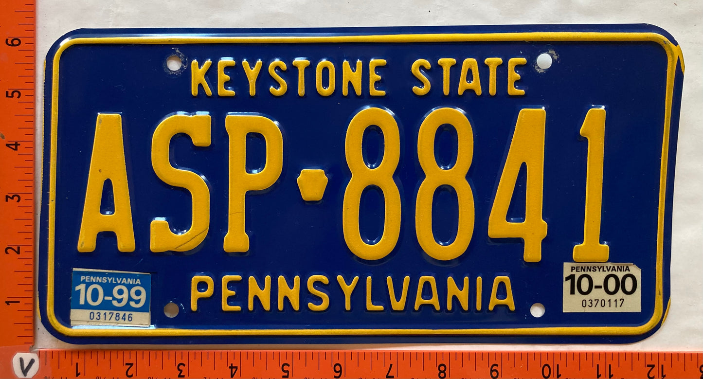 2000 Pennsylvania #ASP 8841 Passenger License Plate