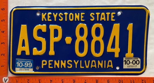 2000 Pennsylvania #ASP 8841 Passenger License Plate
