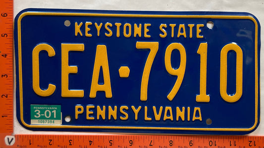 2001 Pennsylvania #CEA 7910 Passenger License Plate