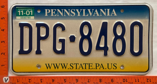 2001 Pennsylvania #DPG 8480 Passenger License Plate