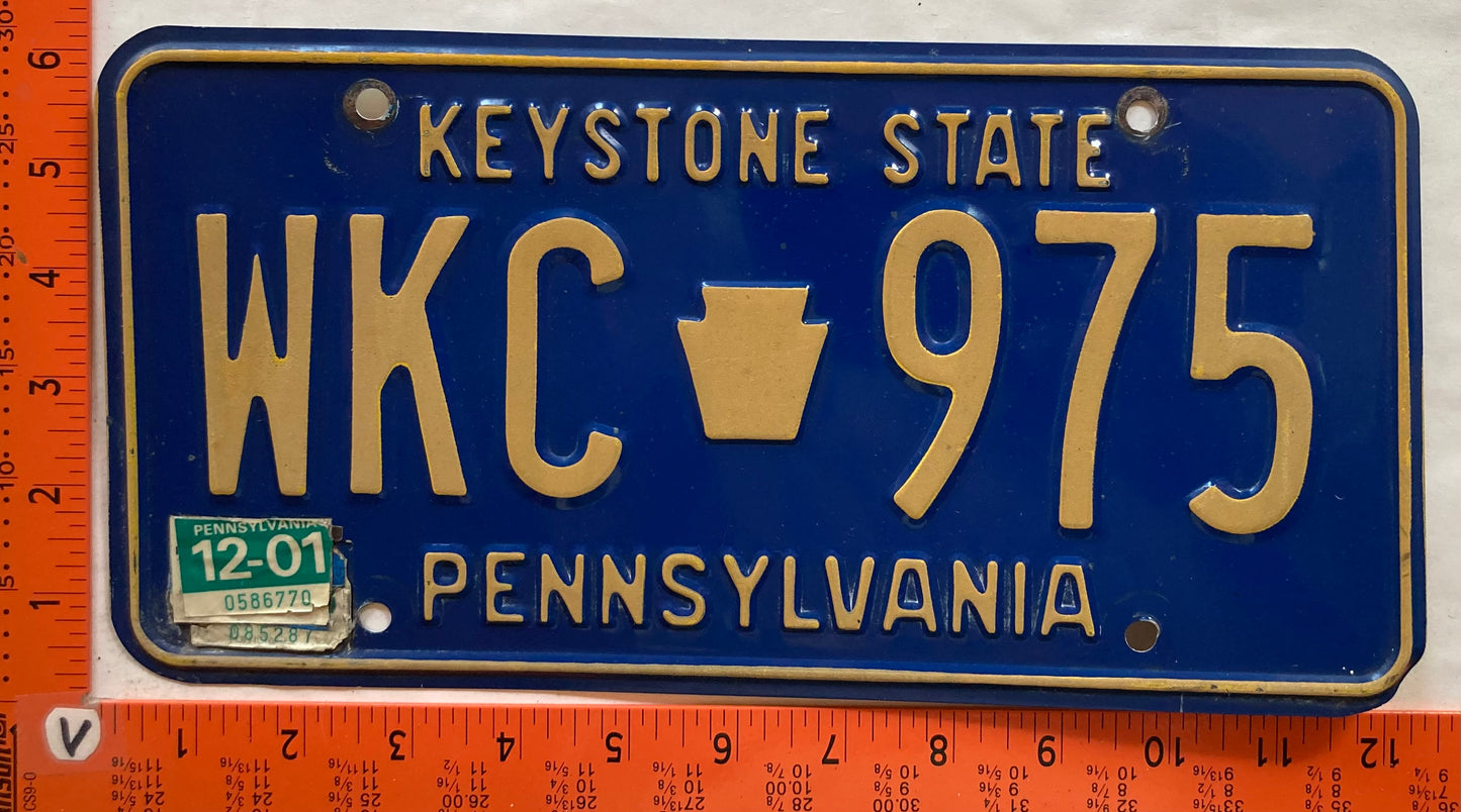 2001 Pennsylvania #WKC 975 Passenger License Plate