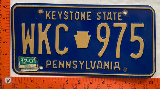 2001 Pennsylvania #WKC 975 Passenger License Plate