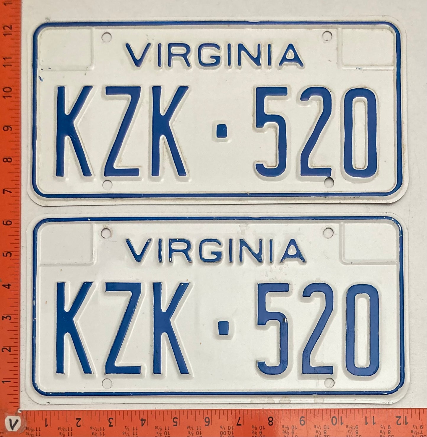 1973 Virginia #KZK-520 Passenger License Plate (Pair)