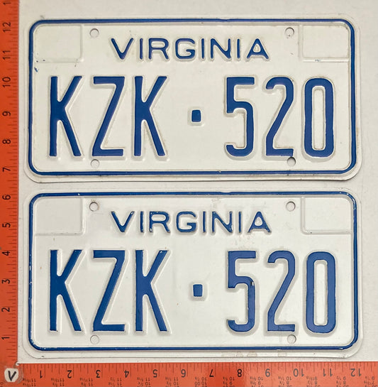1973 Virginia #KZK-520 Passenger License Plate (Pair)