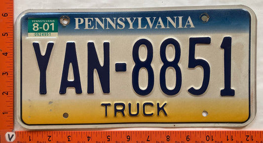 2001 Pennsylvania #YAN-8851 Truck License Plate