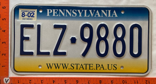 2002 Pennsylvania ELZ 9880 Passenger License Plate
