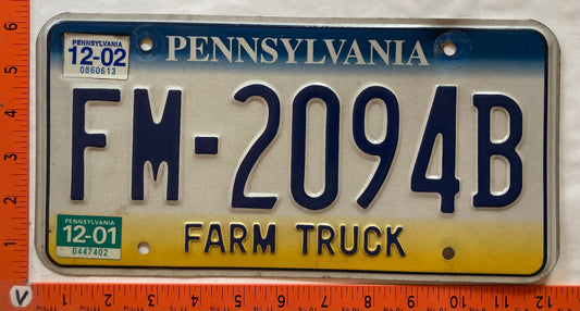2002 Pennsylvania #FM-2094B Farm Truck License Plate