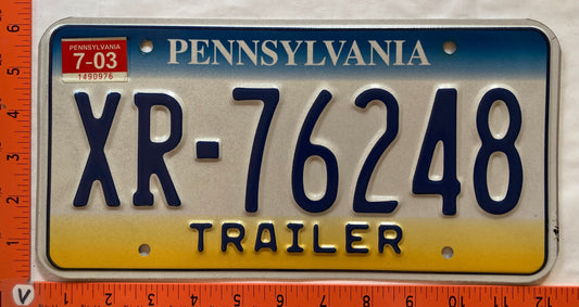 2003 Pennsylvania #XR-76248 Trailer License Plate