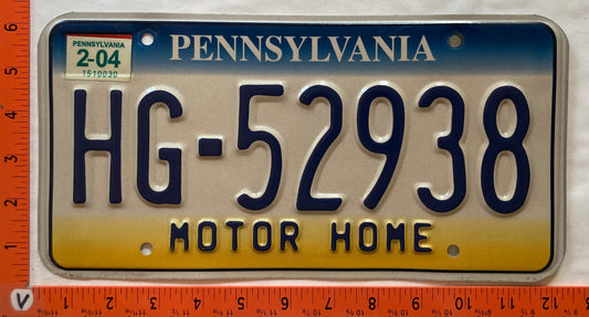 2004 Pennsylvania #HG-52938 Motor Home License Plate