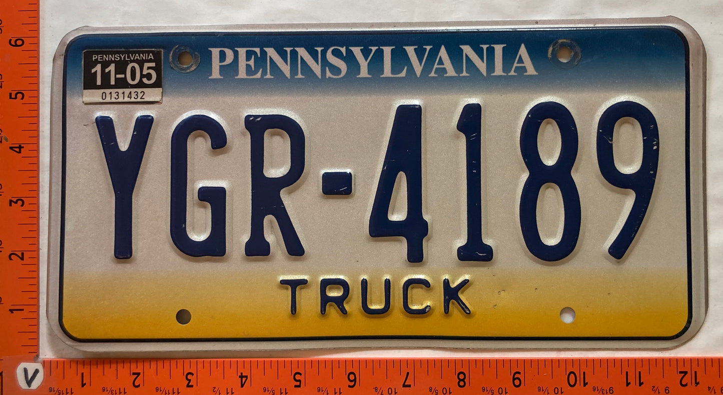 2005 Pennsylvania #YGR-4189 Truck License Plate