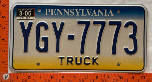 2005 Pennsylvania #YGY-7773 Truck License Plate