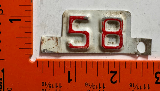 1958 Wisconsin Passenger License Plate Date Tab