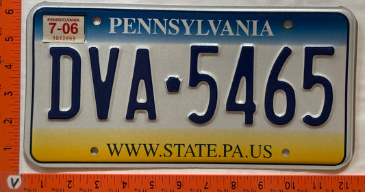 2006 Pennsylvania #DVA-5465 Passenger License Plate