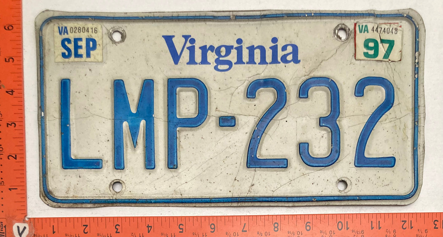 1997 Virginia #LMP-232 Passenger License Plate (Craft)