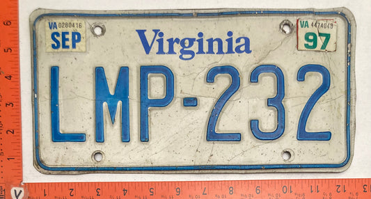 1997 Virginia #LMP-232 Passenger License Plate (Craft)