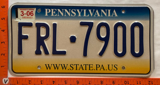 2006 Pennsylvania #FRL 7900 Passenger License Plate