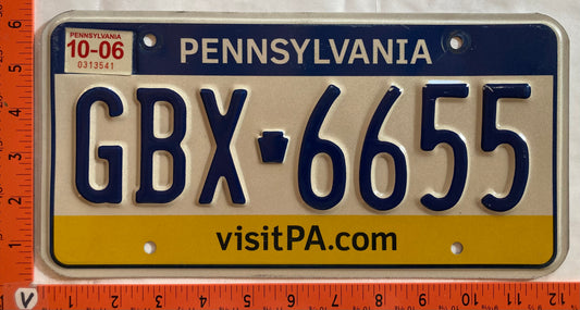 2006 Pennsylvania #GBX 6655 Passenger License Plate