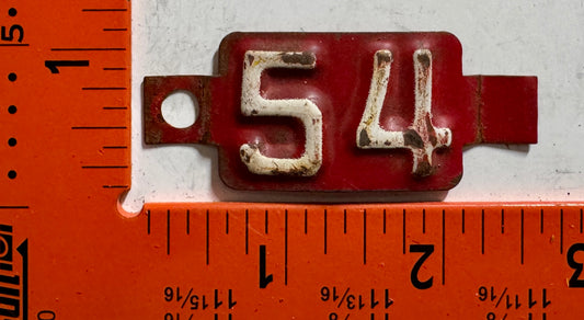 1954 Wisconsin Passenger License Plate Date Tab