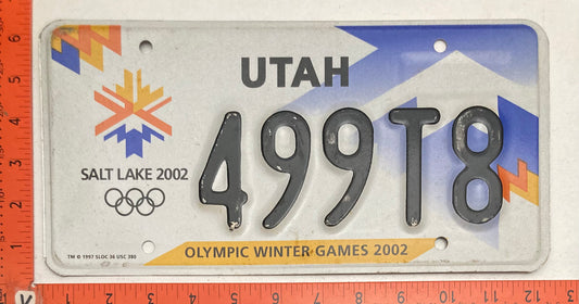 2002 Utah #499T8 Passenger Olympics License Plate