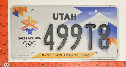 2002 Utah #499T8 Passenger Olympics License Plate