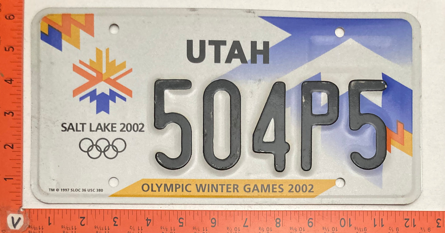 2002 Utah #504P5 Passenger Olympics License Plate