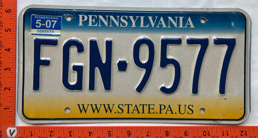 2007 Pennsylvania #FGN-9577 Passenger License Plate