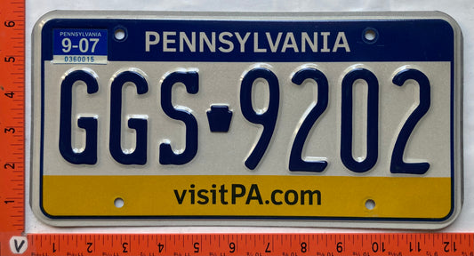 2007 Pennsylvania #GGS-9202 Passenger License Plate