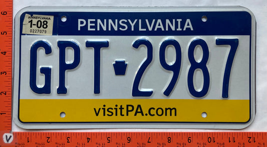 2008 Pennsylvania #GPT 2987 Passenger License Plate