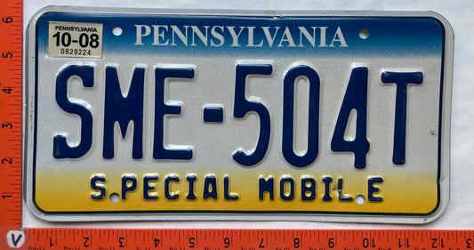 2008 Pennsylvania #SME-504T Special Mobile Equipment License Plate