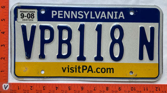 2008 Pennsylvania #VPB118N Passenger License Plate