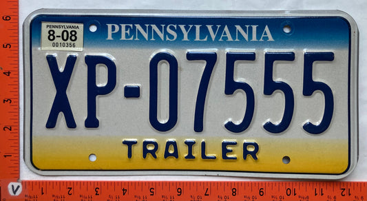 2008 Pennsylvania #XP-07555 Trailer License Plate