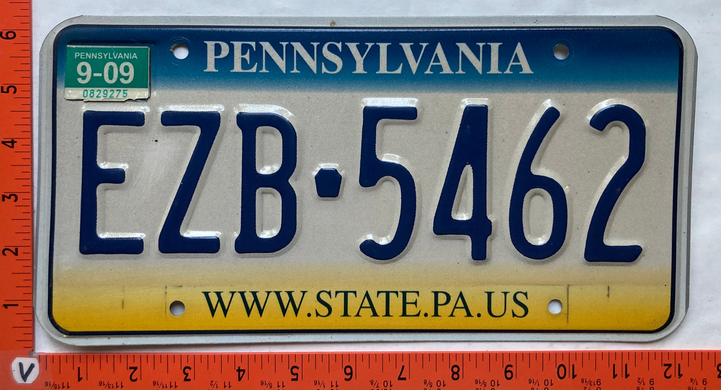2009 Pennsylvania #EZB 5462 Passenger License Plate