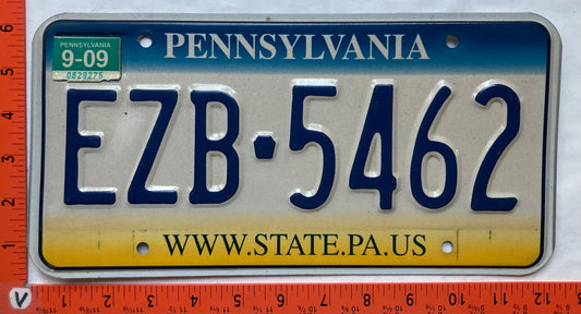 2009 Pennsylvania #EZB 5462 Passenger License Plate