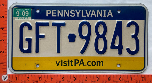 2009 Pennsylvania #GFT 9843 Passenger License Plate