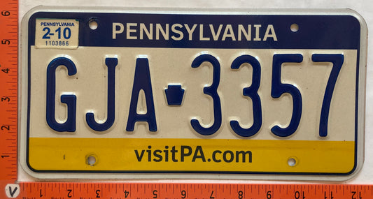 2010 Pennsylvania #GJA 3357 Passenger License Plate