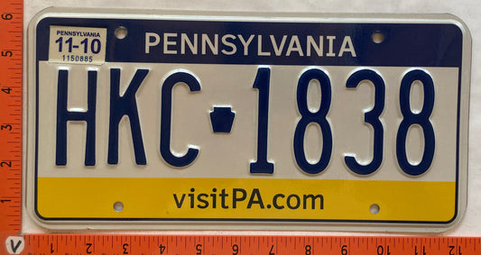 2010 Pennsylvania #HKC 1838 Passenger License Plate