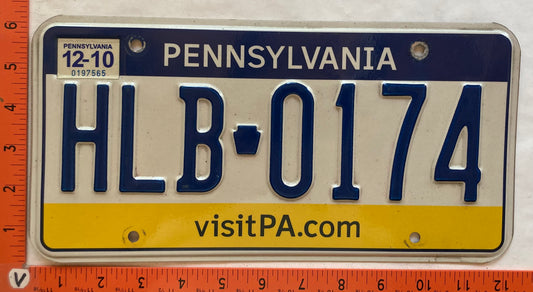 2010 Pennsylvania #HLB 0174 Passenger License Plate