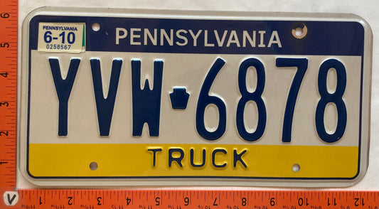2010 Pennsylvania #YVW 6878 Truck License Plate