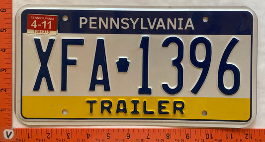 2011 Pennsylvania #XFA 1396 Trailer License Plate