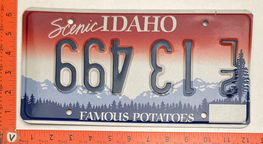 Undated Idaho #2/L 13499 Passenger License Plate INVERT