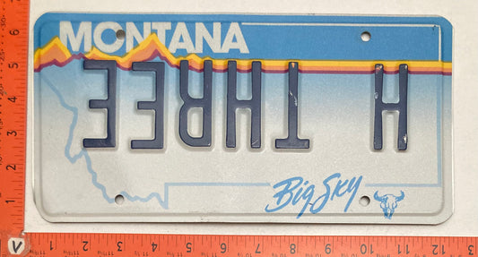 Undated Montana #H THREE Passenger License Plate Vanity INVERT