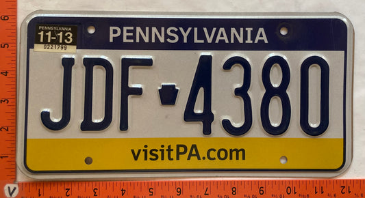 2013 Pennsylvania #JDF 4380 Passenger License Plate
