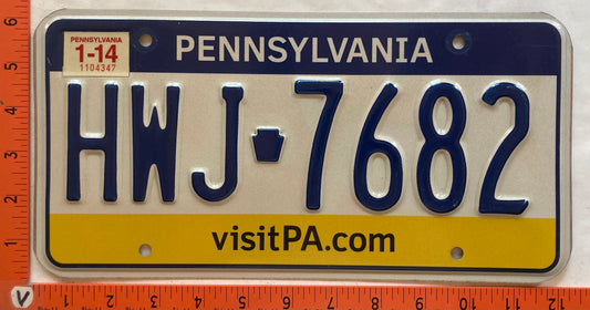 2014 Pennsylvania #HWJ 7682 Passenger License Plate