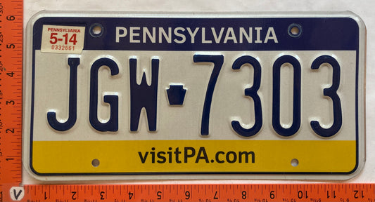 2014 Pennsylvania #JGW 7303 Passenger License Plate
