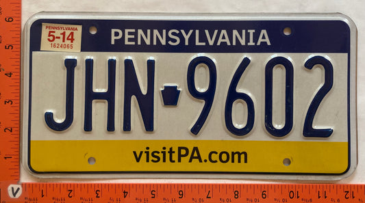 2014 Pennsylvania #JHN 9602 Passenger License Plate