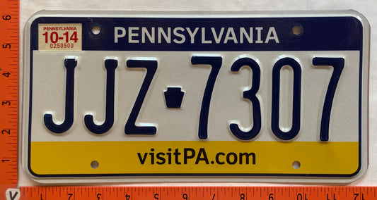2014 Pennsylvania #JJZ 7307 Passenger License Plate
